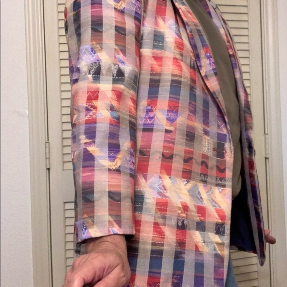 VINTAGE 80S GIANCARLO FERRARI BLAZER SOUTHWEST PATTERN COLOR NEW WAVE GRAPH - Picture 3 of 6